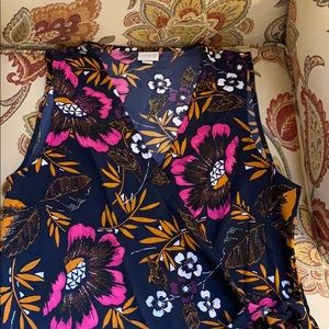Navy and floral wrap top